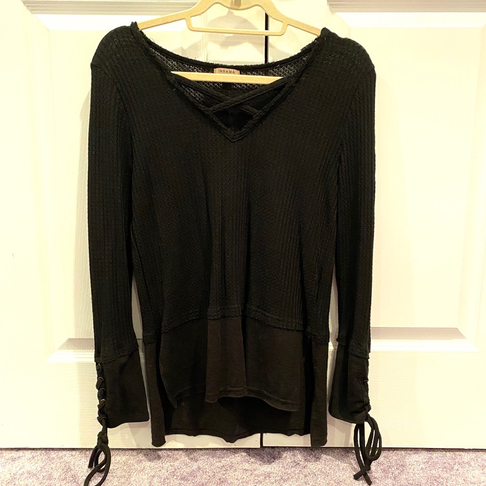 Crossover Waffle Long Sleeve Tee